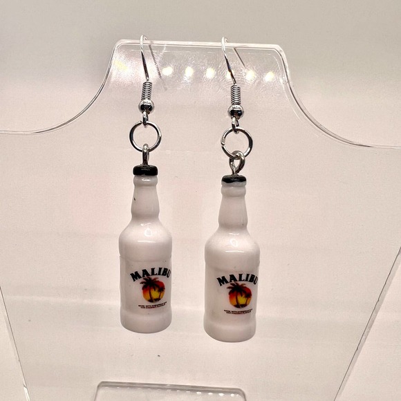 Malibu Run Earrings - Alcohol Bottle Earrings - New Years Eve Party Earrings - Picture 1 of 7